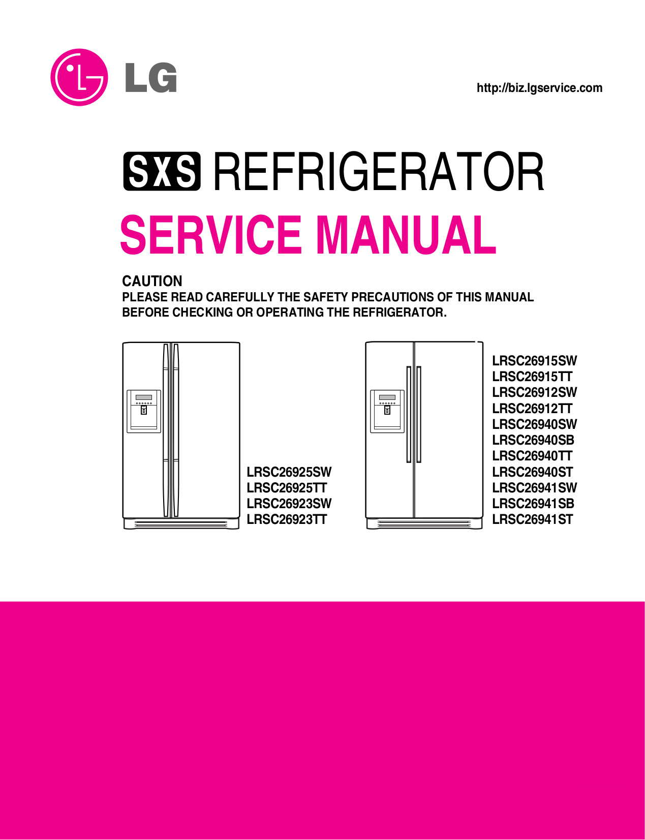 Download free pdf for LG LRSC26923TT Refrigerator manual